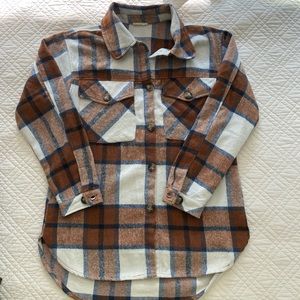 Brown Flannel Oversized Shacket